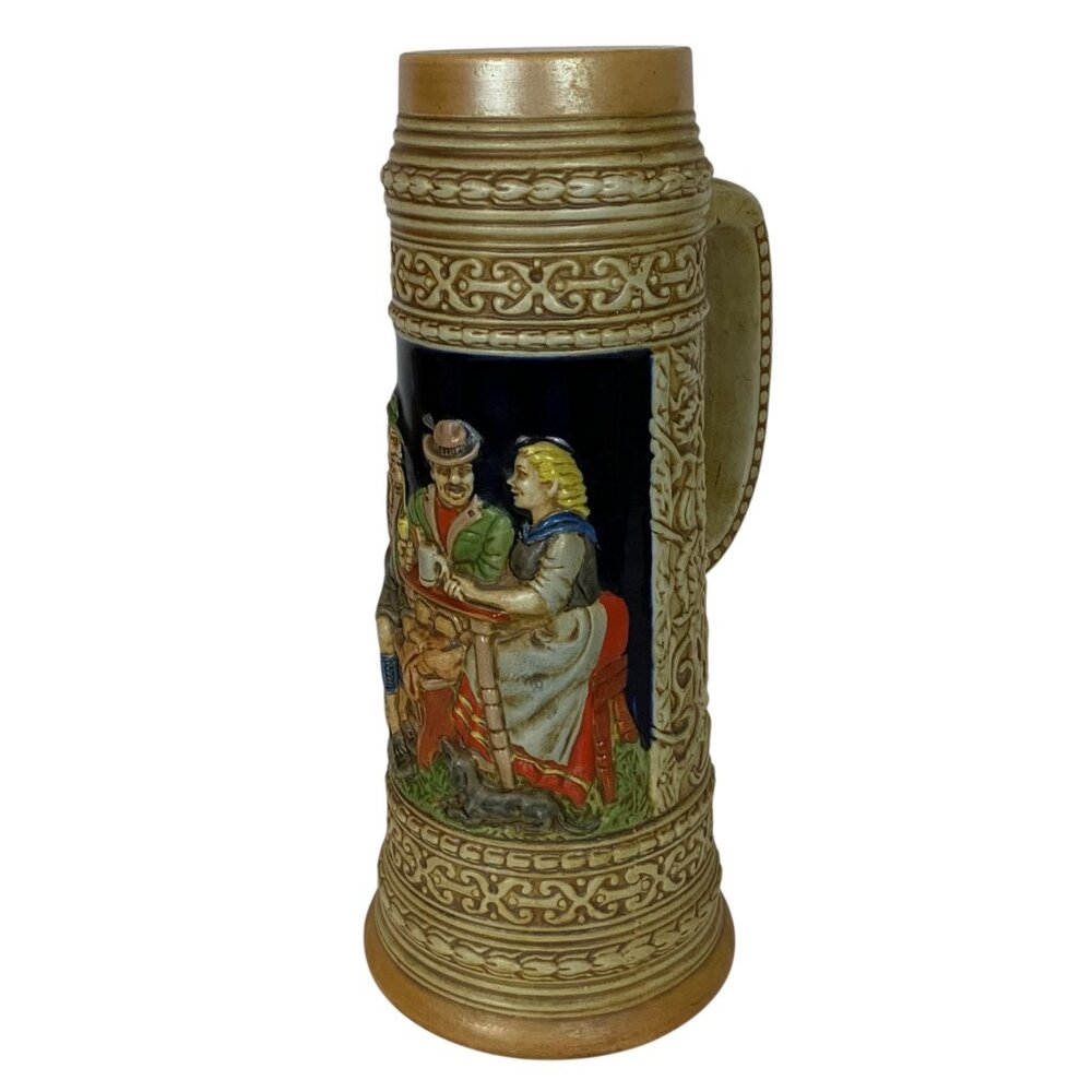 Ceramarte Senior Grande Ceramic Beer Stein CS6 Bavarian Scene Vtg 1977 Brazil